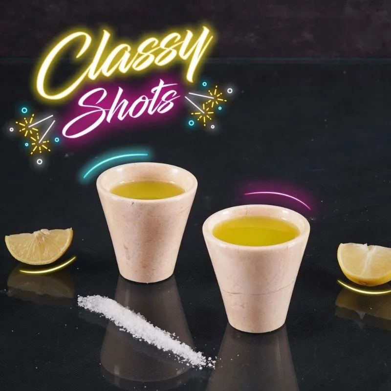 2” Marble Shot Glasses For Drinking Wine, Beer & Vodka
