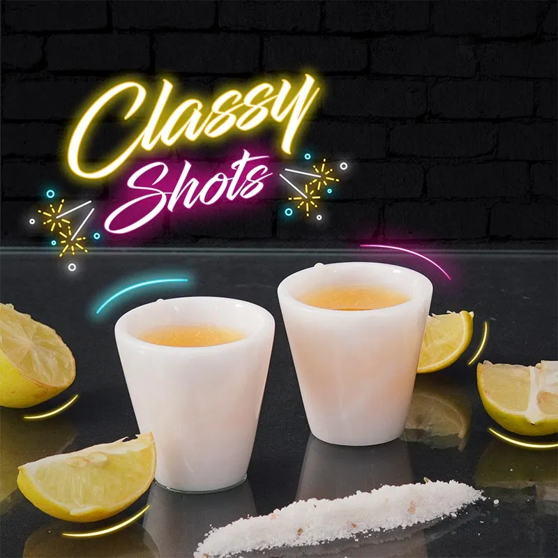 2” Marble Shot Glasses For Drinking Wine, Beer & Vodka