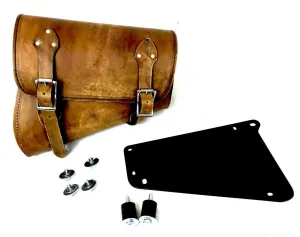 2018-2024 Indian Scout Bobber Brown Dist Leather Saddle Bag With Mounting Hardware