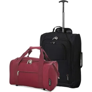5 Cities (55x35x20cm) Lightweight Cabin Hand Luggage and (40x20x25cm) Holdall Flight Bag