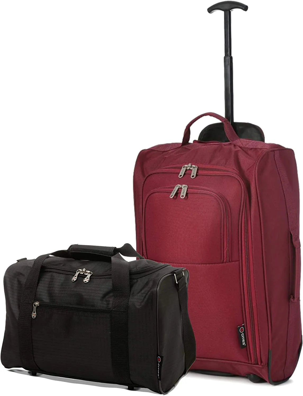 5 Cities (55x35x20cm) Lightweight Cabin Hand Luggage and (40x20x25cm) Holdall Flight Bag