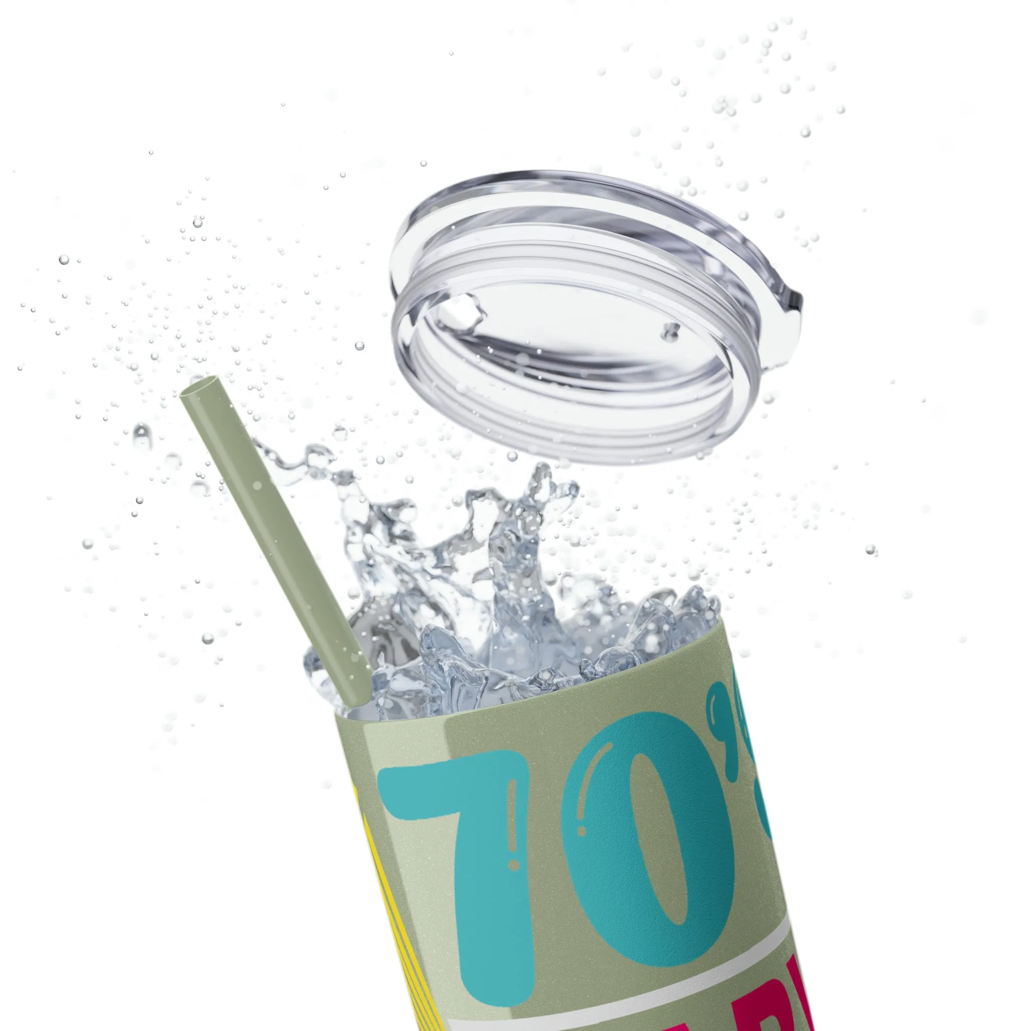 70's Baby 80's Made Me Skinny Tumbler with Straw, 20oz