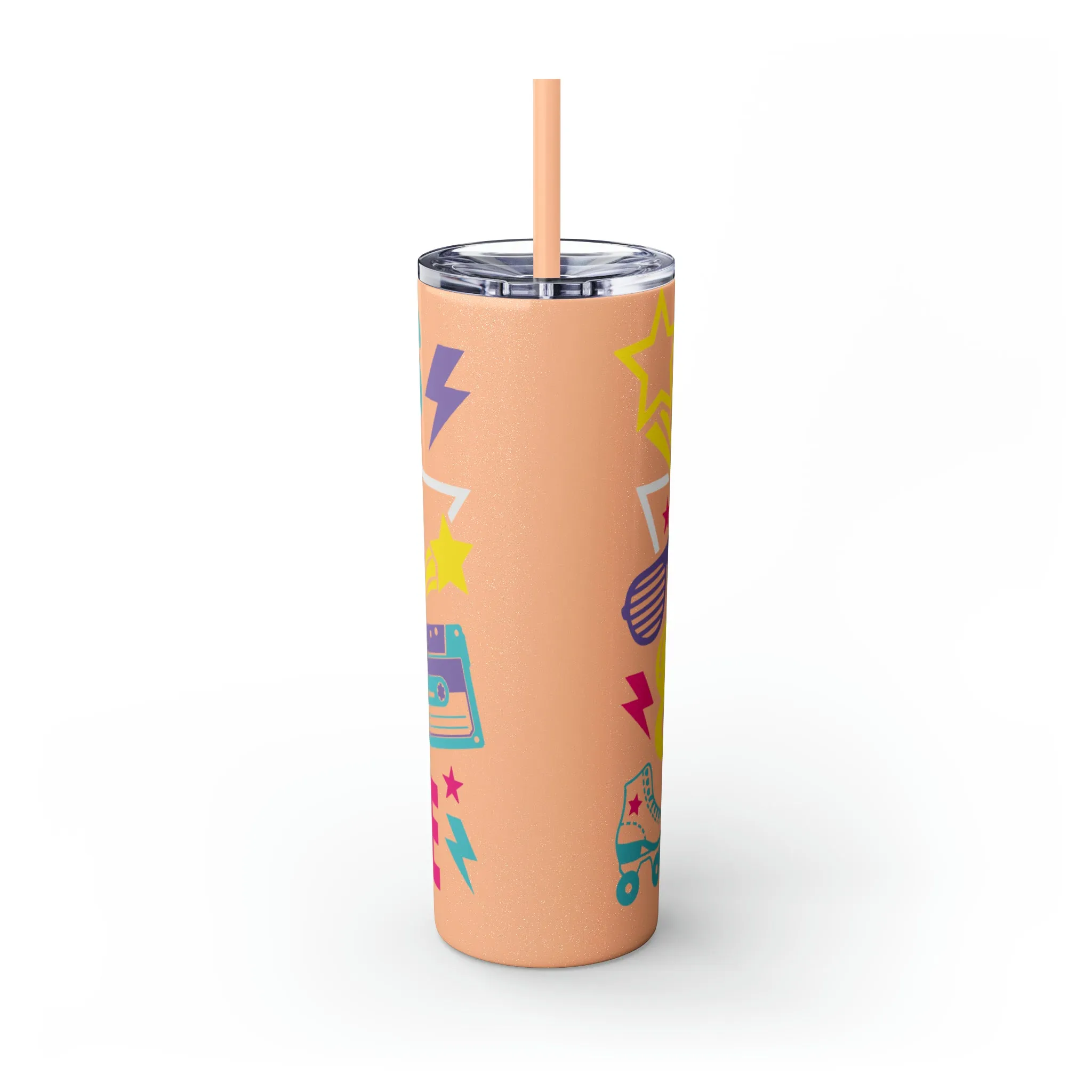 70's Baby 80's Made Me Skinny Tumbler with Straw, 20oz