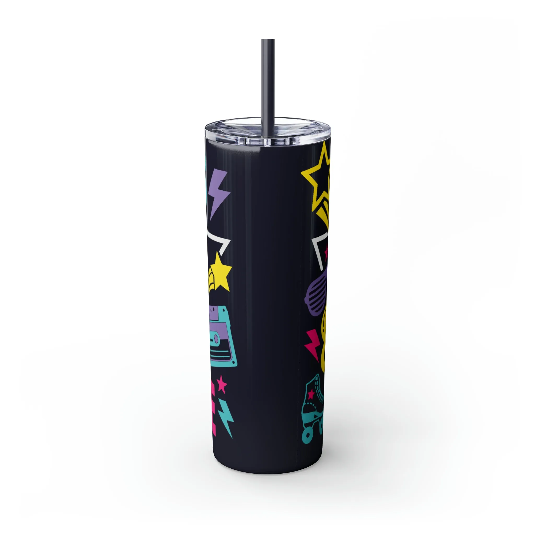 70's Baby 80's Made Me Skinny Tumbler with Straw, 20oz