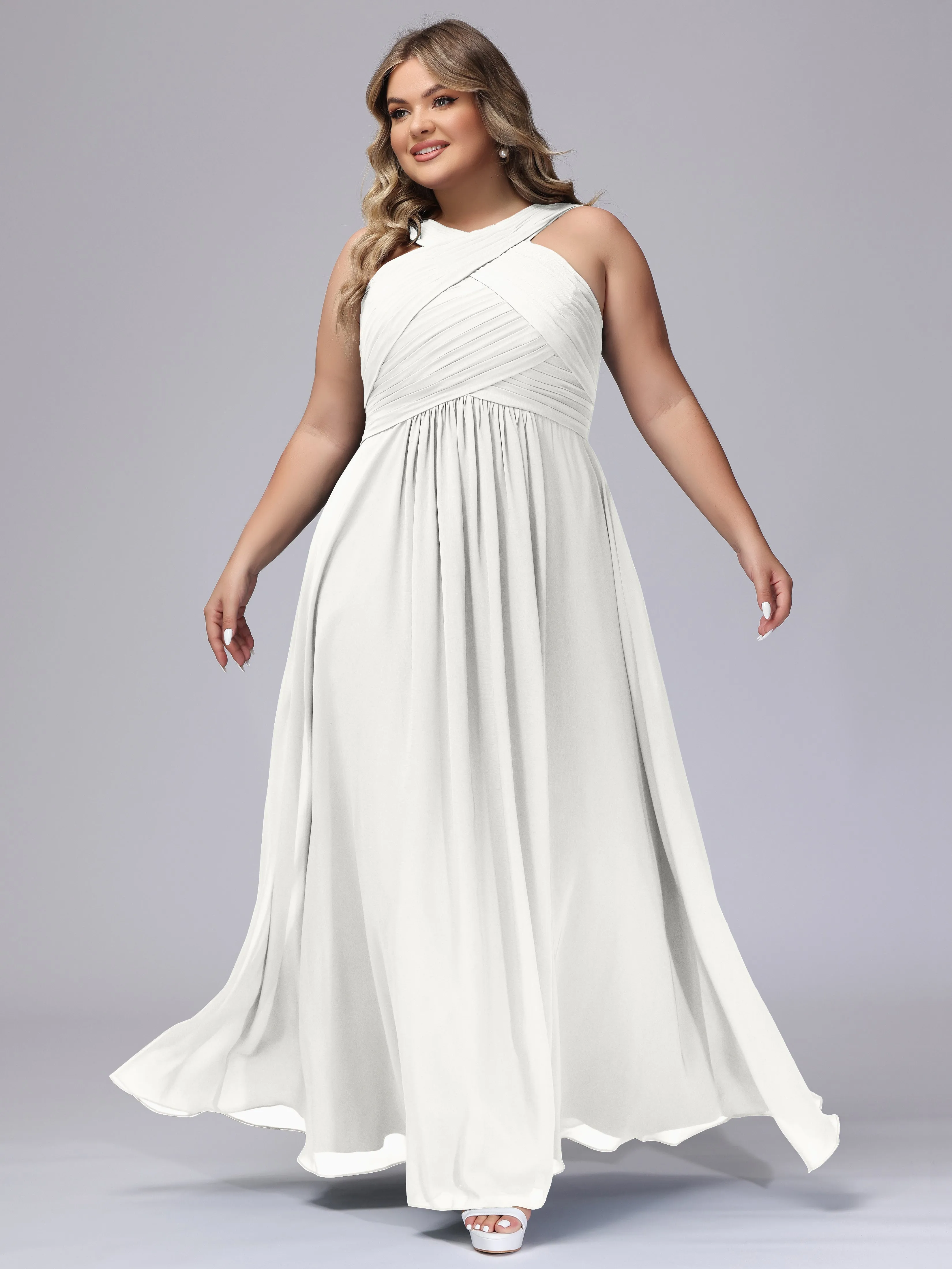 A-line Chiffon Straps  Plus Size Bridesmaid Dresses