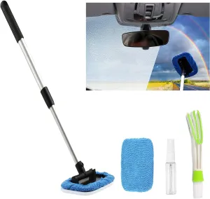 Car Windshield Cleaning Tool inside Window Cleaner Defogger Brush Kit Microfiber