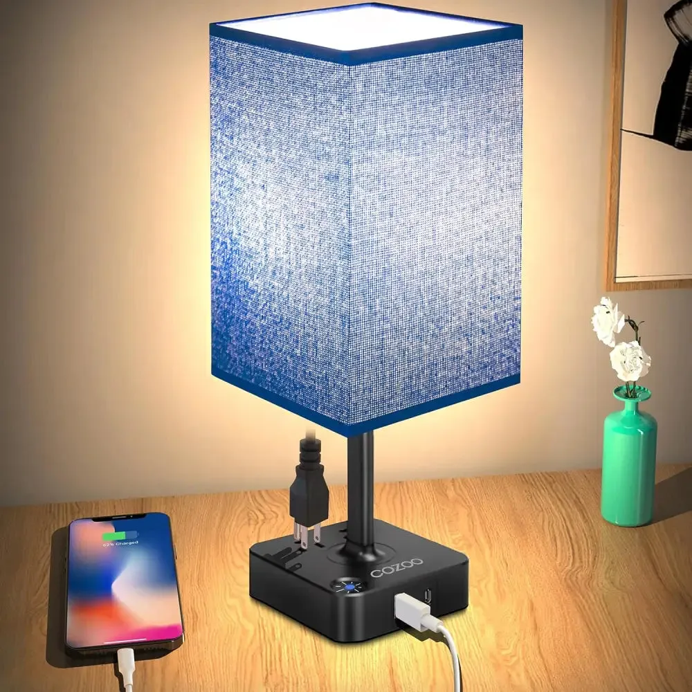 Dimmable USB Bedside Table Lamp with Charging Ports