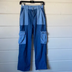 High Rise Patchwork Straight-leg Cargo Jeans Size Small