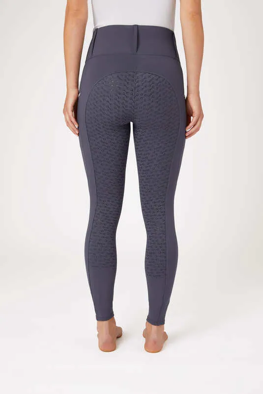 Horze Lucinda Women's High-Waist Tights with Silicone Full Seat (Dark Grey)