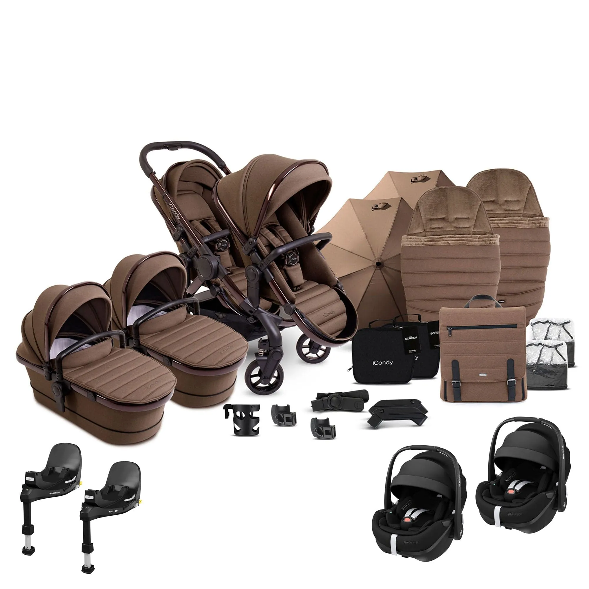 iCandy Peach 7 Twin Complete Maxi-Cosi Travel System in Coco