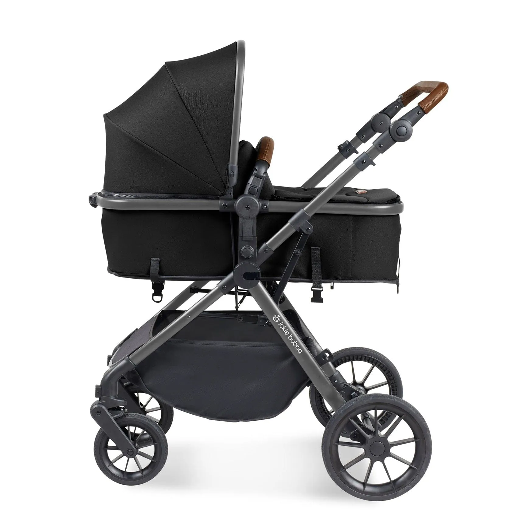 Ickle Bubba Cosmo 2 in 1 Plus Carrycot & Pushchair - Gun metal/Black