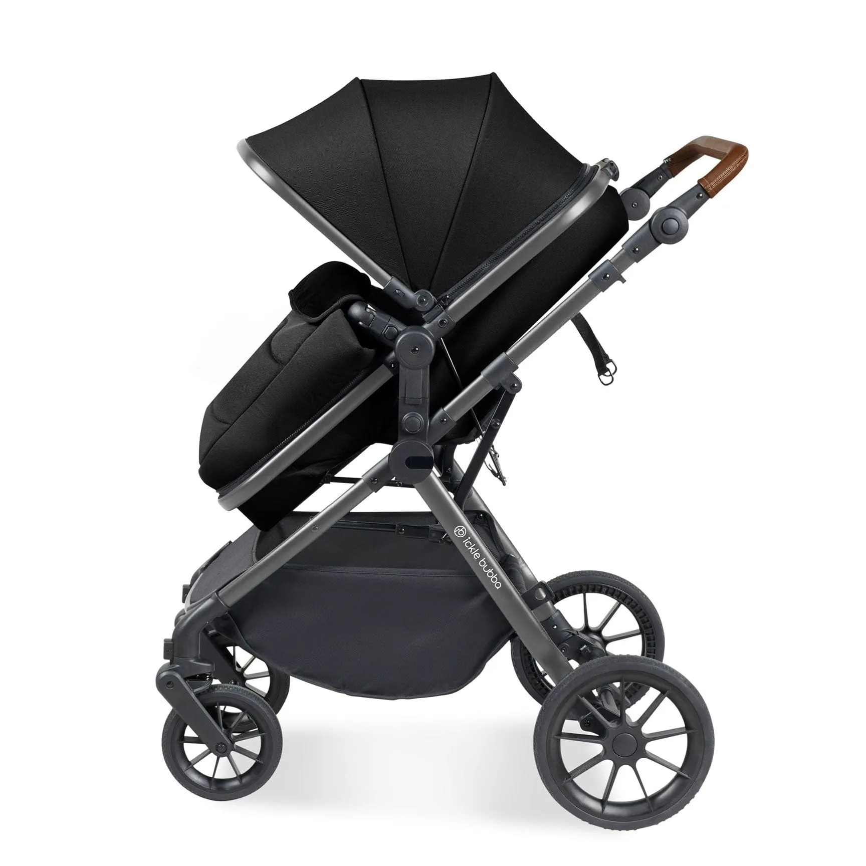 Ickle Bubba Cosmo 2 in 1 Plus Carrycot & Pushchair in Gun metal/Black