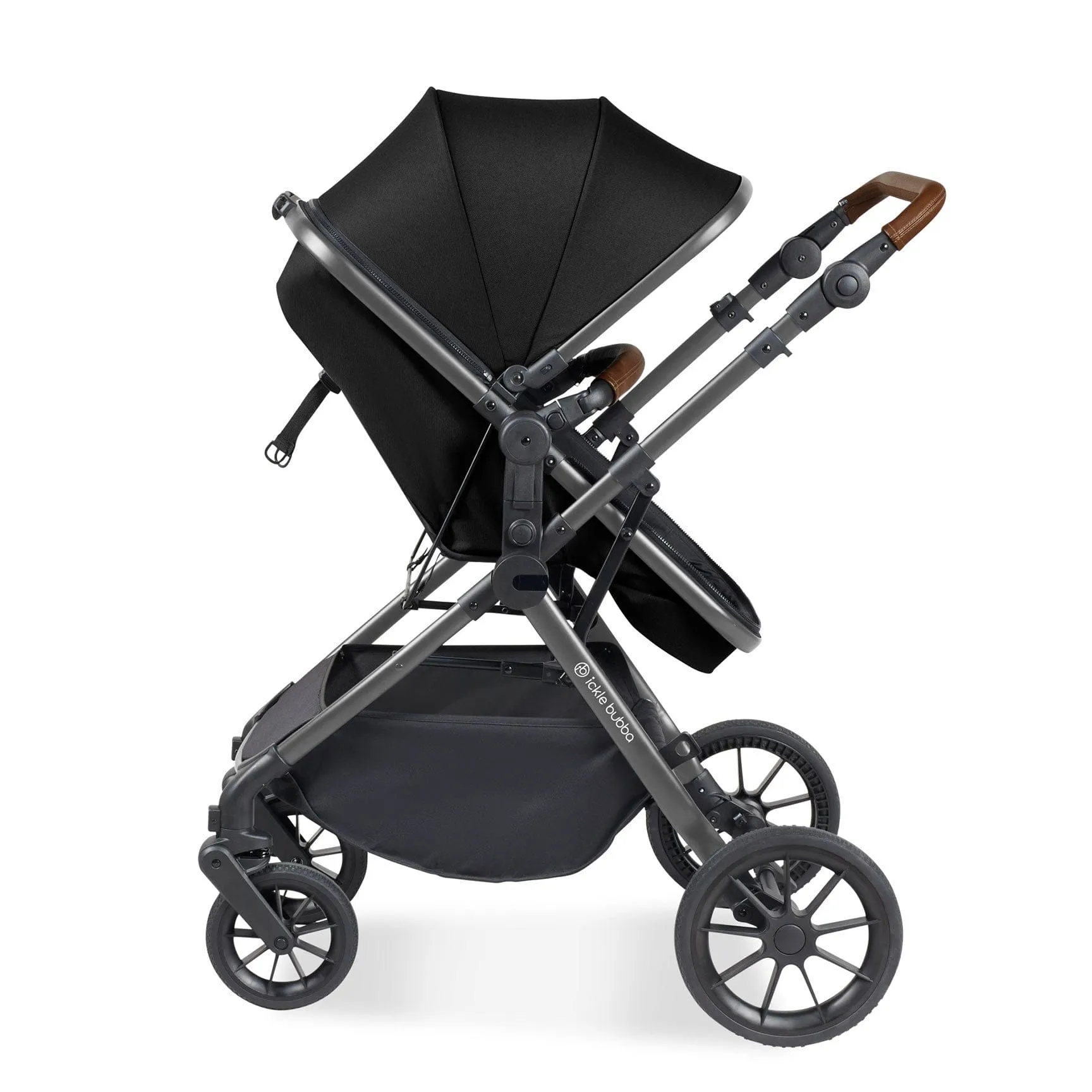Ickle Bubba Cosmo 2 in 1 Plus Carrycot & Pushchair in Gun metal/Black