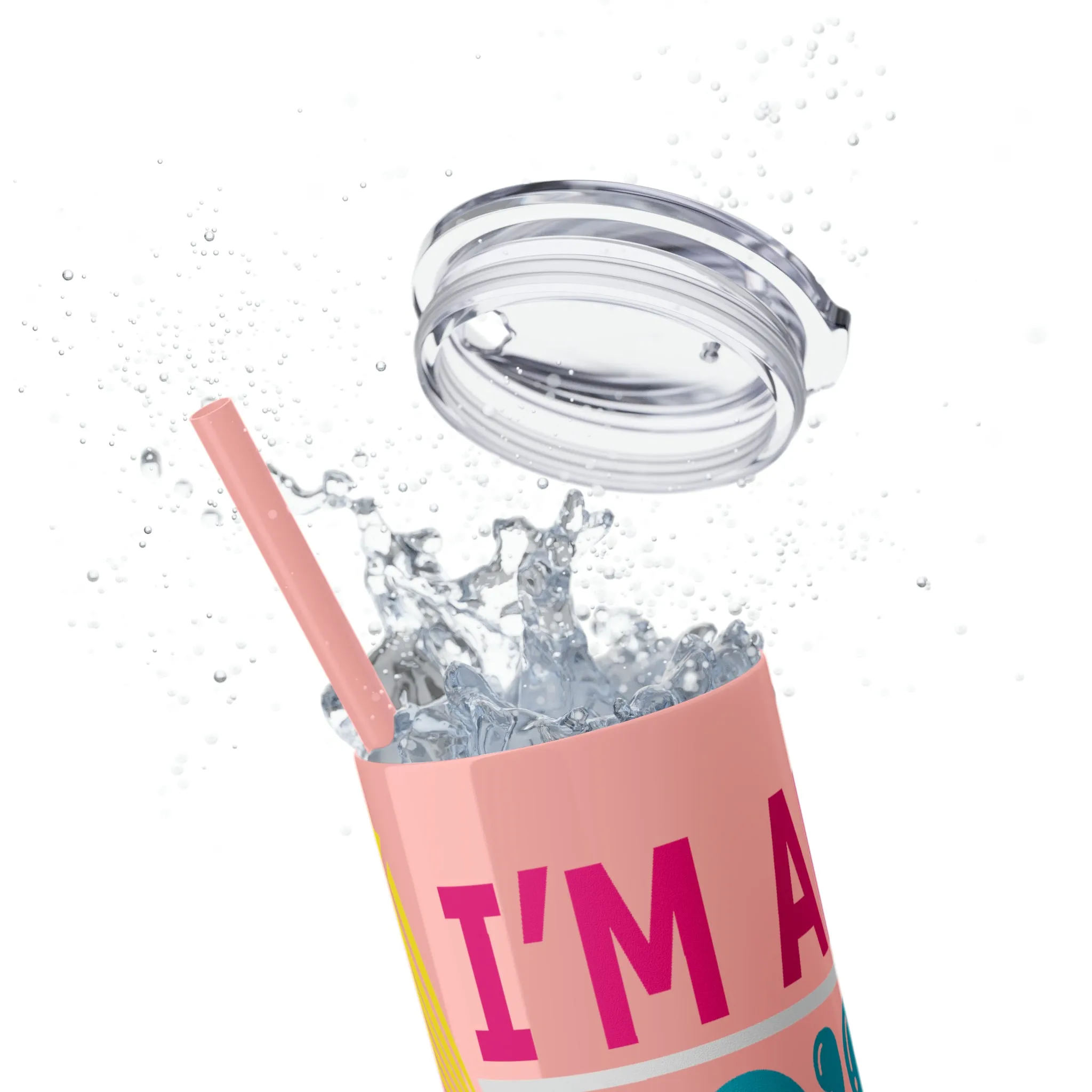 I'm an 80s kinda Girl Skinny Tumbler with Straw, 20oz
