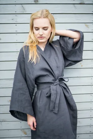 Linen kimono robe