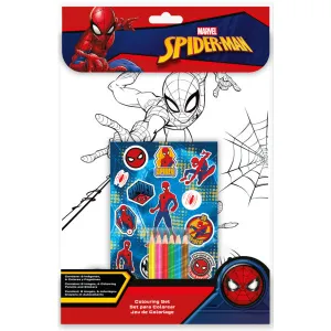 Litasett - Myndi, litir og límmiðar  - Spiderman