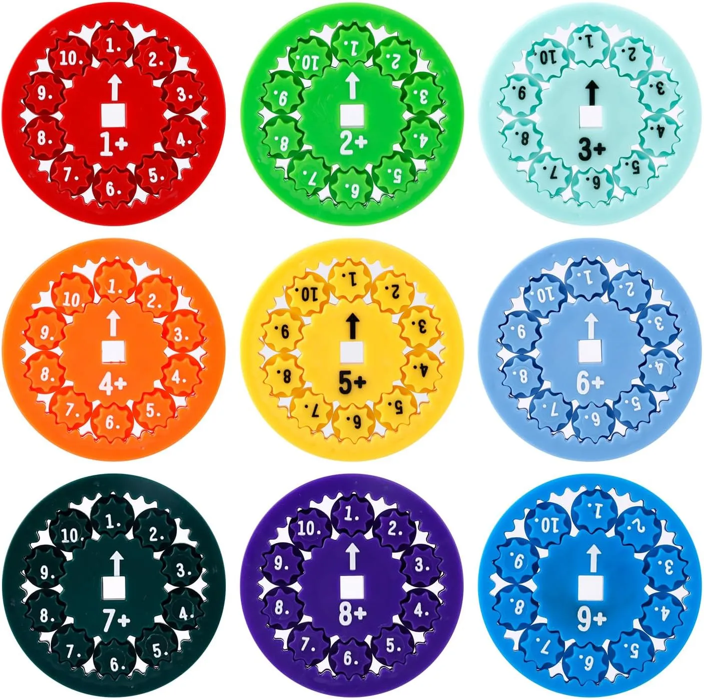 NEW 9pcs Math Fact Fidget Spinners, Colorful Math Fact Stimmers Fidget Learning Game Toy Interactive Math Game Learning & Educational Tools Gifts for Kids (Add and Subtract)