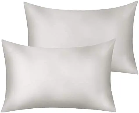 NEW JINAMART Silk Satin Pillow Cases for Hair and Skin - Ultra Soft Body Pillowcases with Hidden Zipper - Hypoallergenic Satin Pillow Cases (Apricot Grey, King 2-Pack)