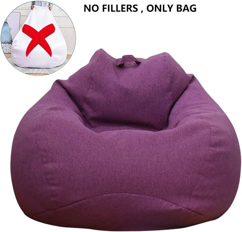 NEW Large Bean Bag Chair Sofa Cover (No Filler) Comfortable Outdoor Lazy Seat Bag Couch Cover without Filler for Adults Kids Soft Tatami Chairs Covers for Home Garden Living Room, Purple Sz XL