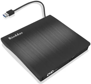 New Rioddas External CD Drive, USB 3.0 Portable CD/DVD  /-RW Drive Slim DVD/CD ROM Rewriter Burner Superdrive High Speed Data Transfer for Laptop Desktop PC Windows Linux OS Apple Mac