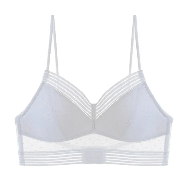 New Sexy Low Back Bralette Ladies U Backless Invisible Lace Bra Polka Dot Mesh Ultra Thin Underwear Women Lingerie Tank Top Bras