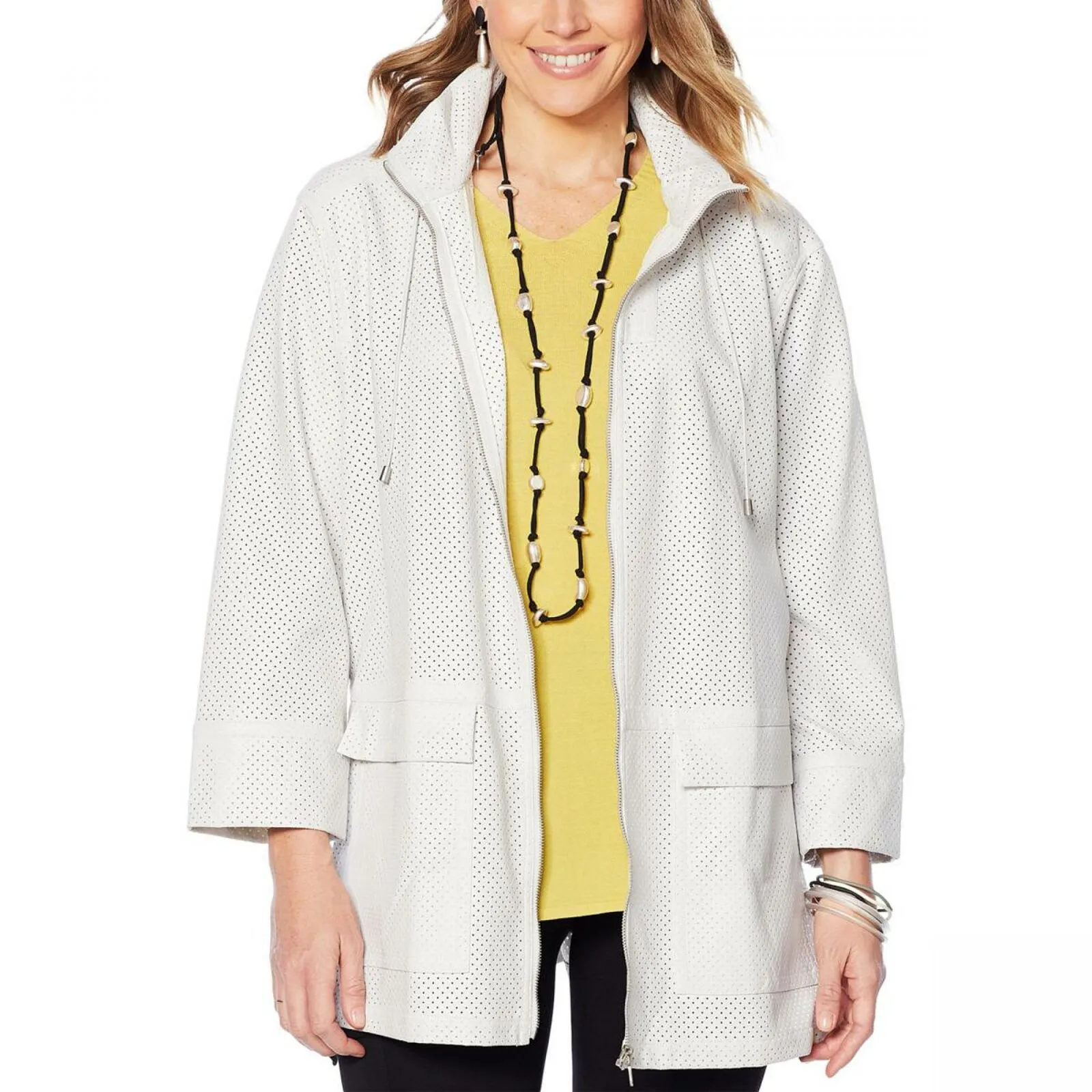 NWT MarlaWynne Womens Perforated Anorak Coat. 631105-Plus Plus 1X