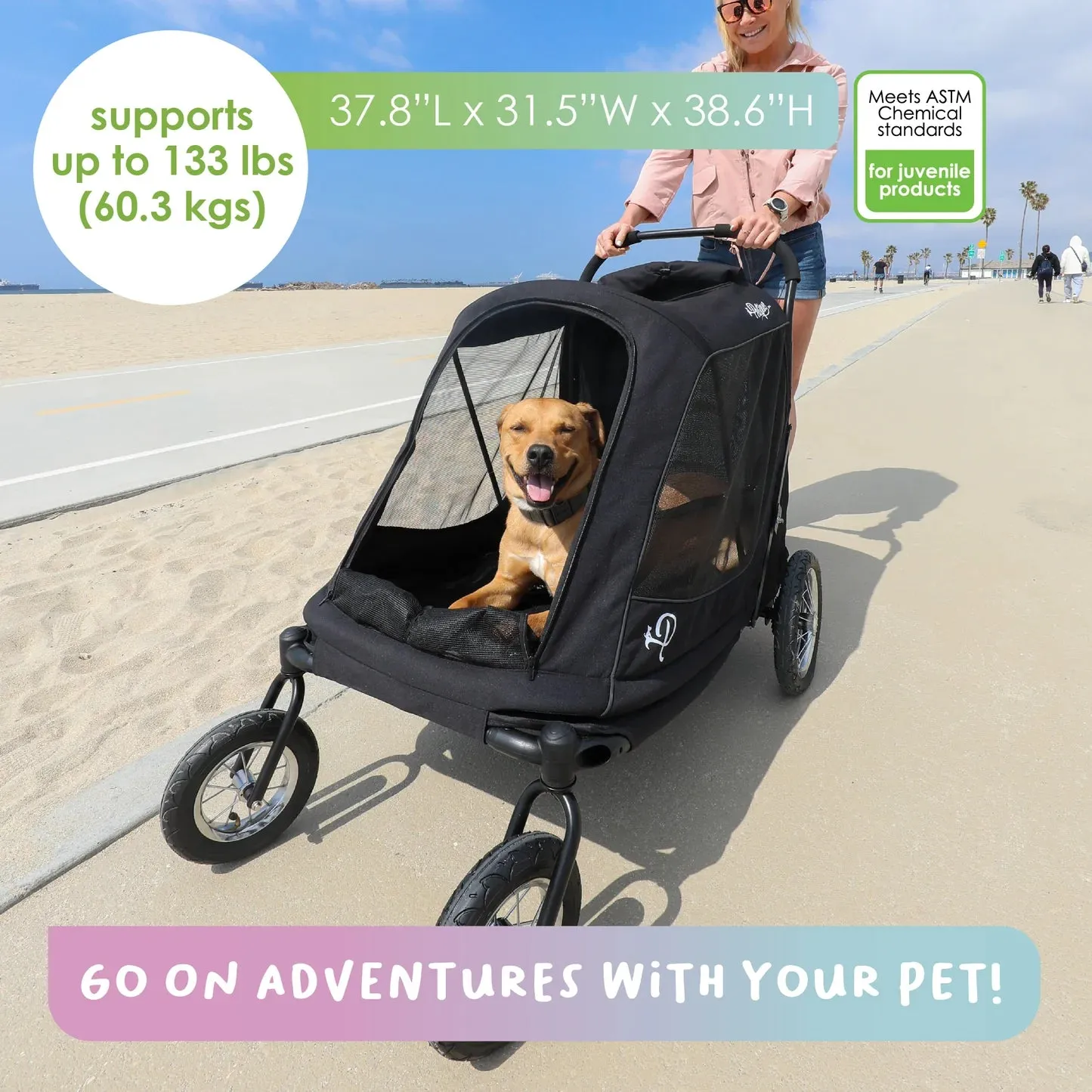 Petique Apollo Pet Stroller incl. Free Rain Cover & Bike Adapter