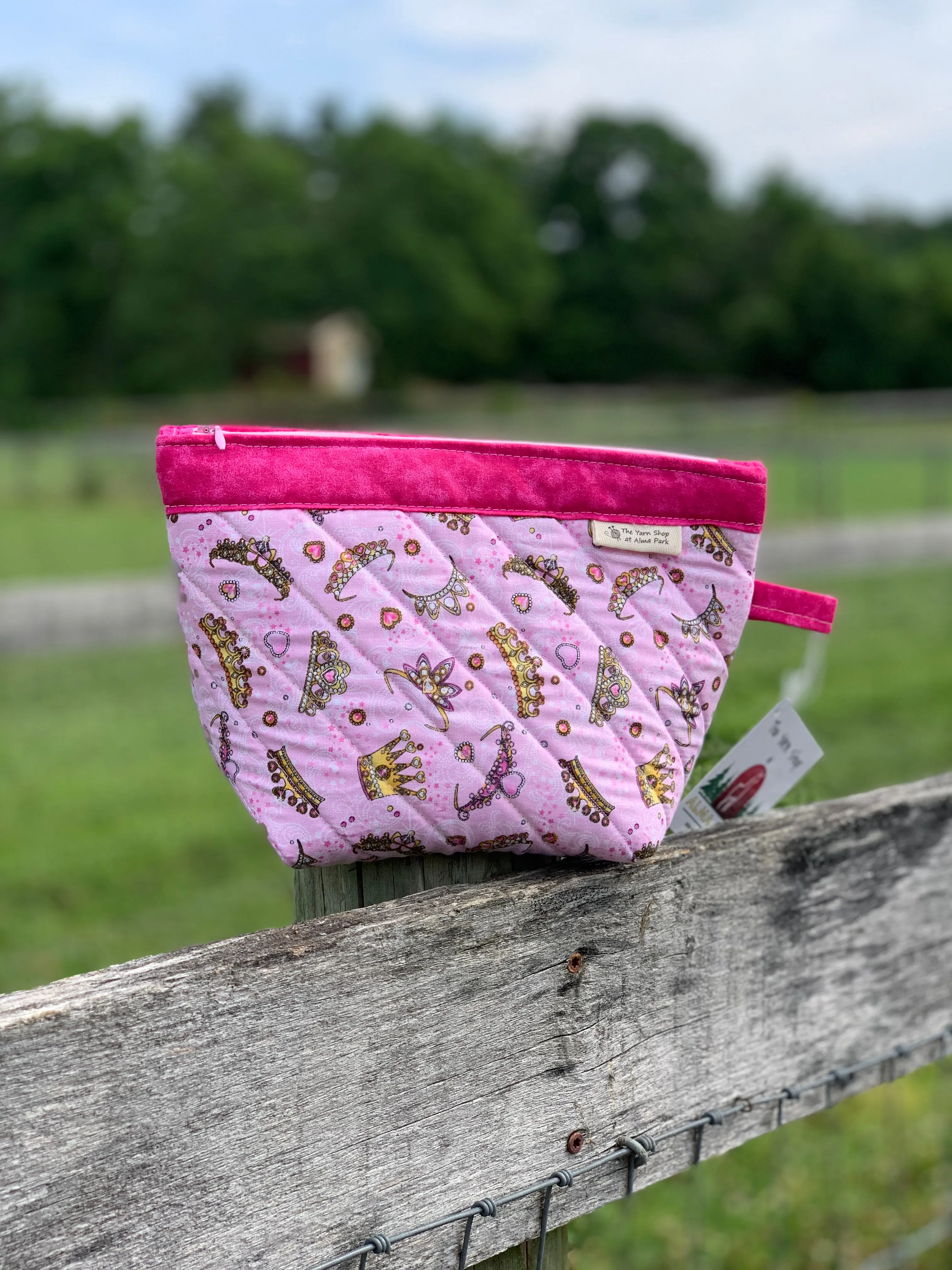 Quilted Zippered Project Bag by Rose - PRINCESS CROWNS