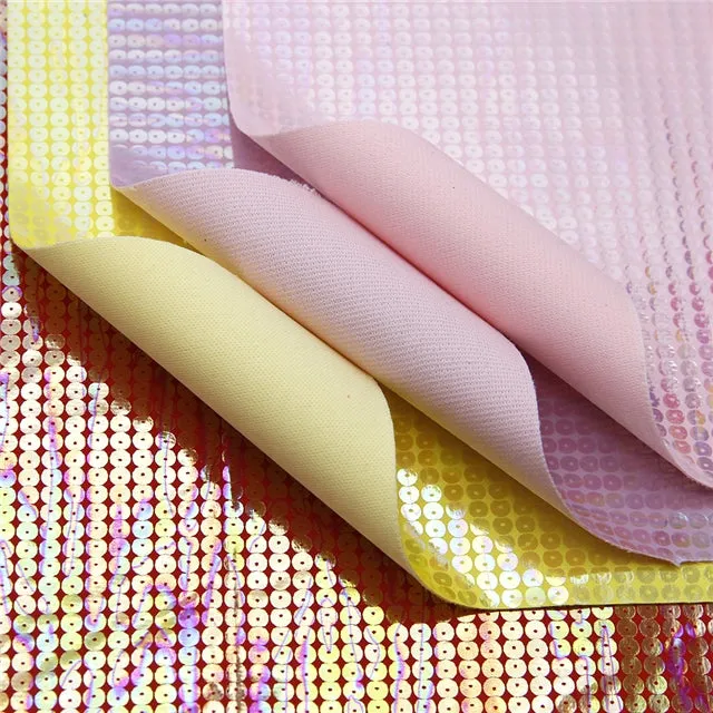 SALE Textured Lemon Yellow Holographic Sequins ~ Faux Leather ~ 0.45mm