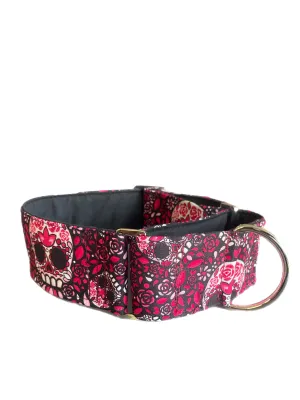 Skulls Martingale collar greyhound 5cms super soft cotton fabric