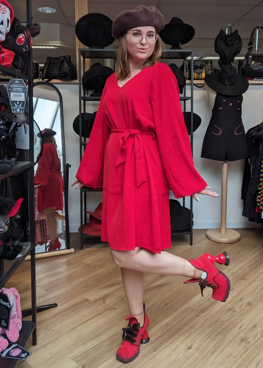 Smashed Lemon Call Me Baby 70's Dress Red