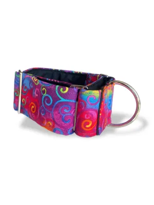 Spiral swirls of color wide Martingale collar cotton covered super soft