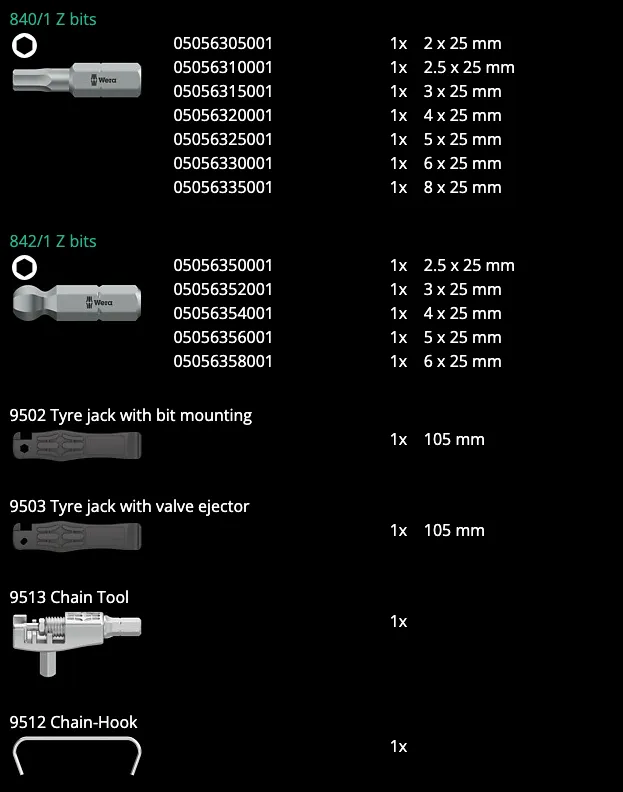 Wera Bicycle Set 3A Bits assortment with ratchet