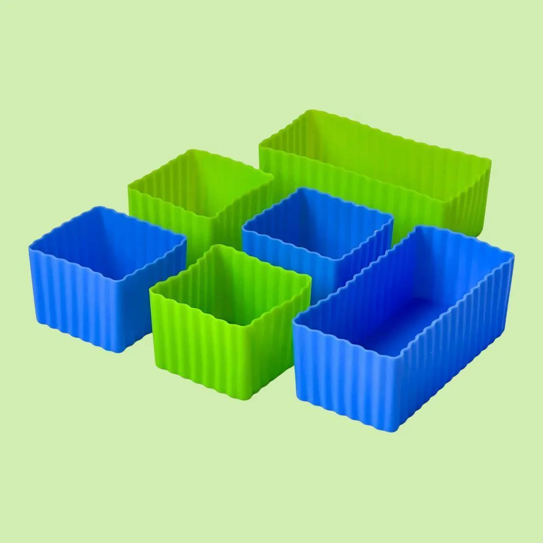 Yumbox Mini Silicone Bento Cups - Set of 6 - Green Blue
